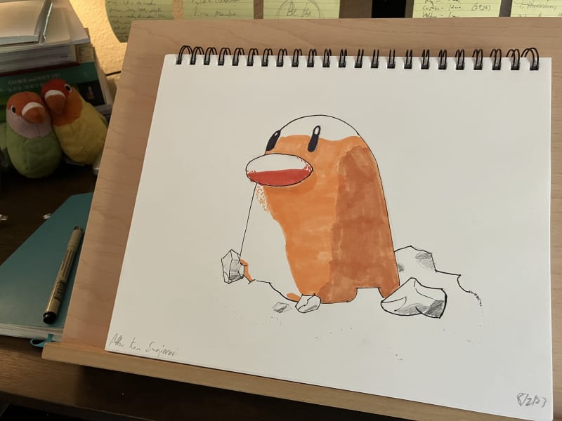 Lil guy is just poking right out of my desk, wondering how he got here